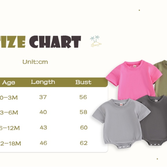 Set of 2 Solid Shirt Romper Crewneck Bubble Rompers Short Sleeve Bodysuit - Picture 5 of 5